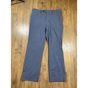 Ralph Lauren Dress Pants Mens 33x30 Slim Fit Stretch Windowpane Check Blue